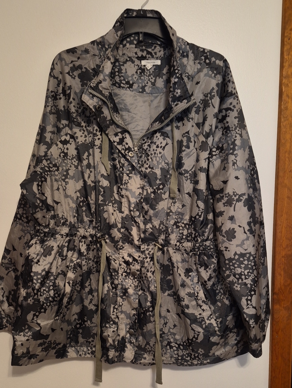 Maurice Floral Cinch-Waist Utility Jacket Sage Green Sz 2X